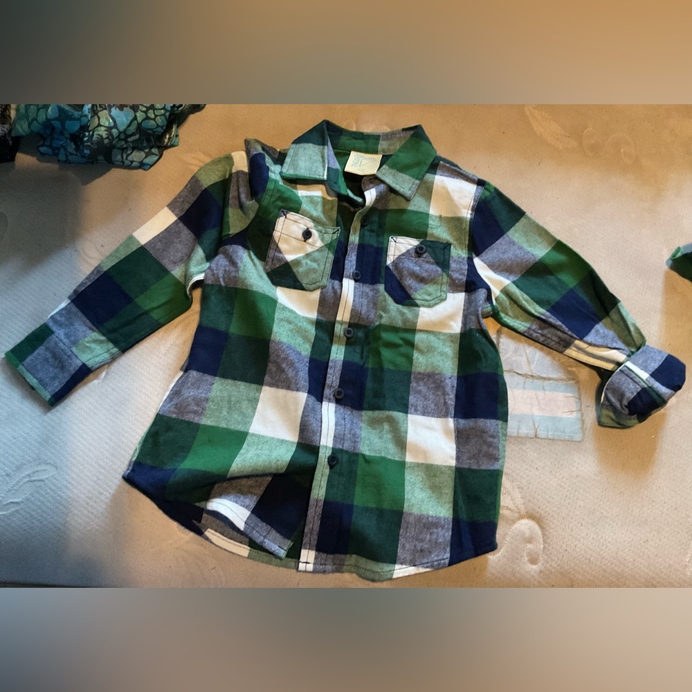 Squares Long Sleeve button shirt for Kids Size 6/7 By Thereabouts NWT - Picture 6 of 8
